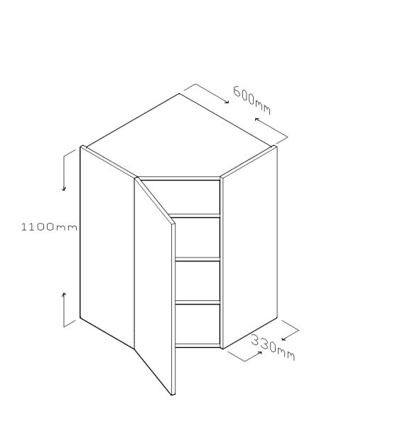 110 CM DIAGONAL CORNER WALL CABINET