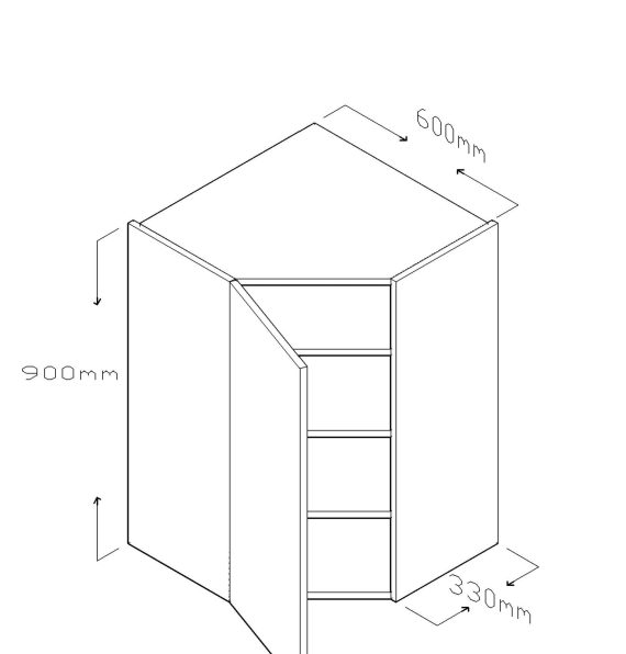 ECO 90 CM DIAGONAL CORNER WALL CABINET