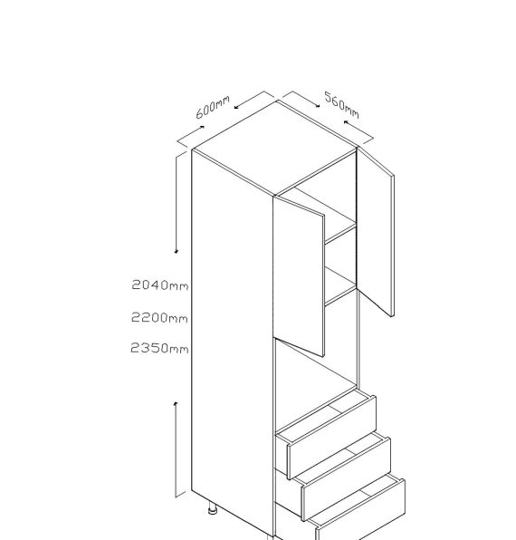 ECO 204 CM TALL CABINET THREE DRAWERS