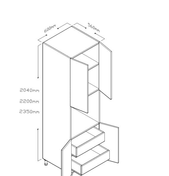 ECO 235 CM OVEN CABINET TWO HIDDEN DRAWERS