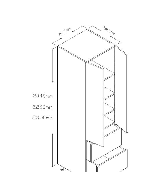 ECO 235 CM TALL CABINET TWO DOORS TWO DRAWERS