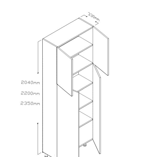 ECO 220 CM NARROW TALL CABINET DOUBLE DOORS